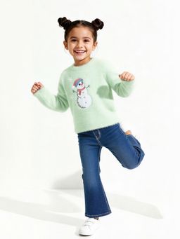 max - Green Self Design Sweater