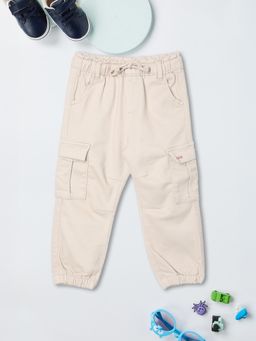 max - Beige Solid Joggers