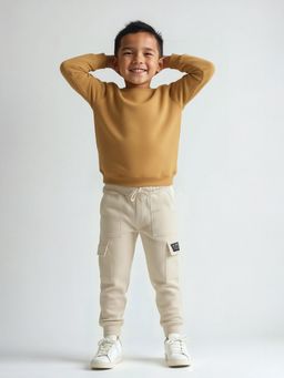 max - Brown Self Design Sweatshirt