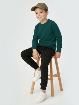 max - Green Self Design Sweatshirt