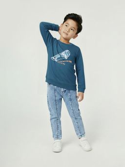 max - Teal Printed Sweatshirt