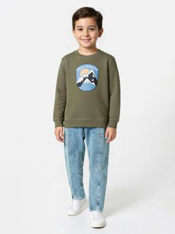 max - Olive Printed Sweatshirt
