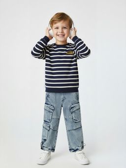 max - Navy Blue Stripes Sweatshirt