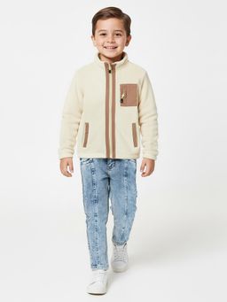 max - Beige Colorblock Bomber Jacket