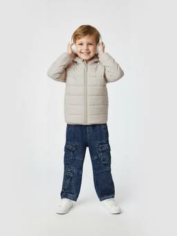 max - Grey Solid Puffer Jacket