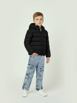max - Black Solid Puffer Jacket