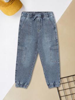 max - Blue Self Design Jeans