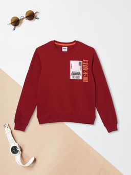 max - Red Self Design Sweatshirt