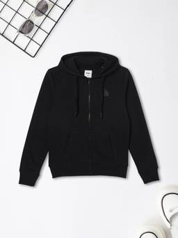 max - Black Self Design Hoodie