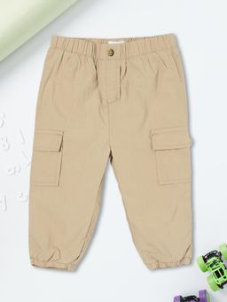 max - Beige Solid Joggers