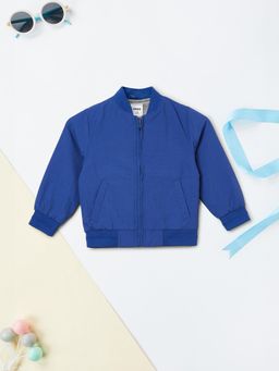 max - Blue Solid Bomber Jacket