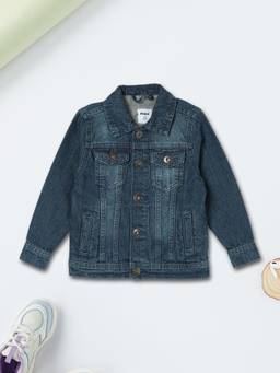 max - Blue Solid Denim Jacket