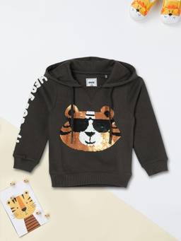 max - Black Self Design Hoodie