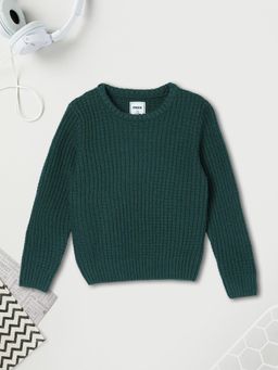 max - Olive Self Design Sweater