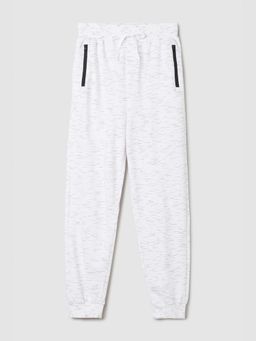 max - White Self Design Joggers