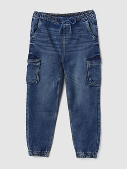 max - Blue Self Design Jeans