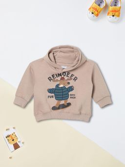 max - Beige Printed Hoodie