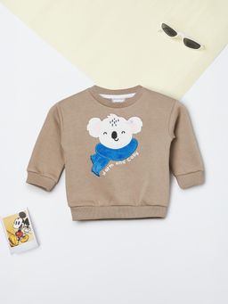 max - Beige Self Design Sweatshirt