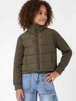 max - Olive Solid Puffer Jacket