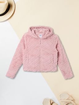 max - Pink Solid Fur Jacket