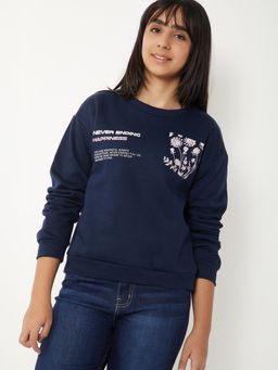 max - Navy Blue Printed Sweatshirt