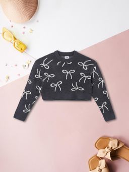 max - Grey Self Design Sweater