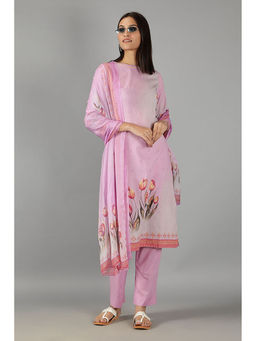 Barara Ethnic - Lilac Straight Fit Printed Kurta with Dupatta (Set of 3)