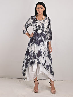 Bohame - Harriet Tie-Dye Indo Western Dress with Neckpiece (Set of 2)