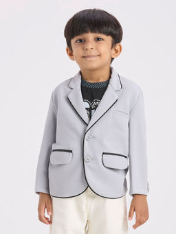 Kids Island - Boys Grey Solid Blazer with T-Shirt (Set of 2)