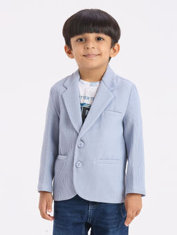 Kids Island - Boys Blue Textured Blazer with T-Shirt (Set of 2)