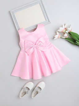 The Magic Wand - Girls Pink Embellished Knee Length Dress