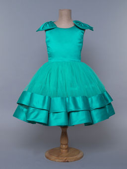 The Magic Wand - Girls Blue Self Design Knee Length Dress