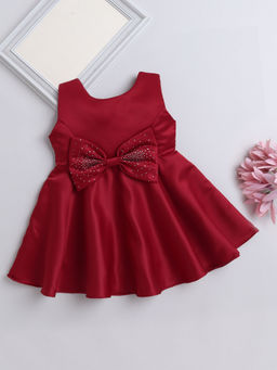 The Magic Wand - Girls Red Embellished Knee Length Dress