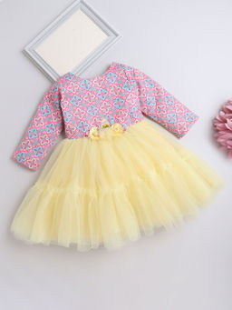The Magic Wand - Girls Yellow Embellished Knee Length Dress