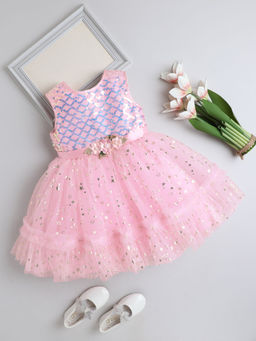 The Magic Wand - Girls Pink Embellished Knee Length Dress