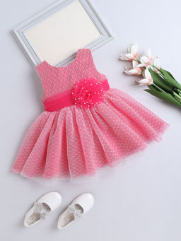The Magic Wand - Girls Pink Embellished Knee Length Dress