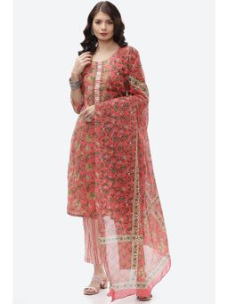 Biba - Pink Cotton Unstitched Suit (Set of 3)