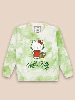 Kidsville - Girls Hello Kitty Green Tie Dye Sweatshirt