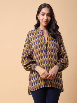 Aarke Ritu Kumar - Blue Geometric Top
