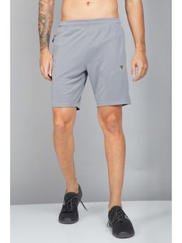 Technosport - Men Grey Solid Slim Fit Sports Shorts