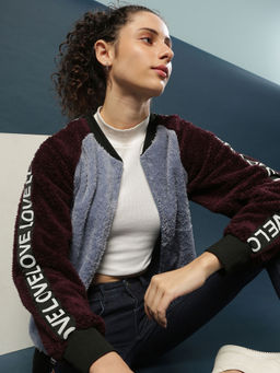 Campus Sutra - Blue Women Printed Stylish Casual Jacket