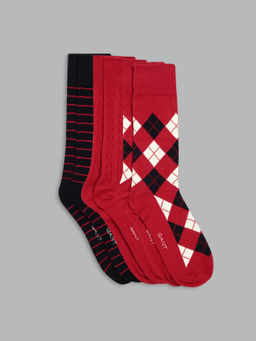 GANT - Men Patterned Calf Length Socks (3 Pair Of Socks)