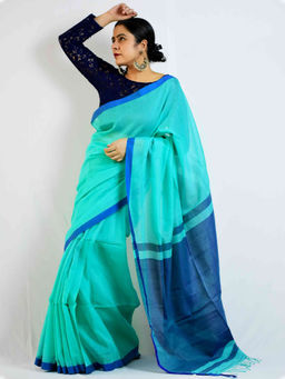 Sundarii - Limelight Bengal Colorblock Handloom Kota Saree with Unstitched Blouse