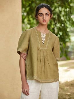B77 - Aala Styles Organic Cotton Linen Top