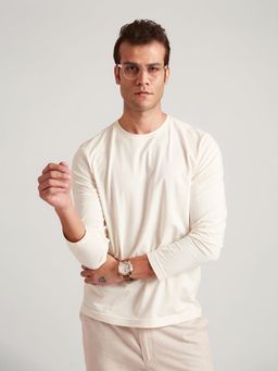 B77 - Men Off White Organic Cotton Crew Neck T-Shirt