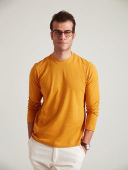 B77 - Men Yellow Organic Cotton Crew Neck T-Shirt