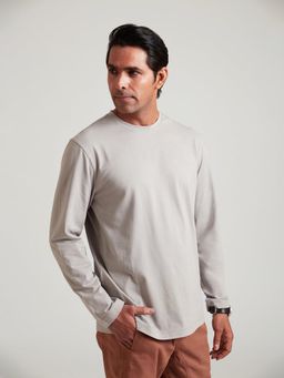 B77 - Men Grey Organic Cotton Crew Neck T-Shirt