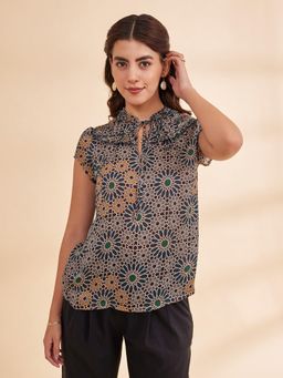 B77 - Norah Multicolour Printed Bemberg Satin Chiffon Top