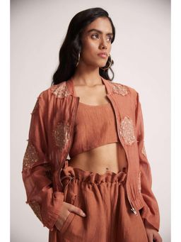 Western Era - Rust Crop Top With Adjuster Strap And Elasticated Back
