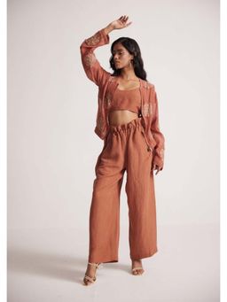 Western Era - Rust Baggy Trouser With Flared Waist And Elastic Draw Strings